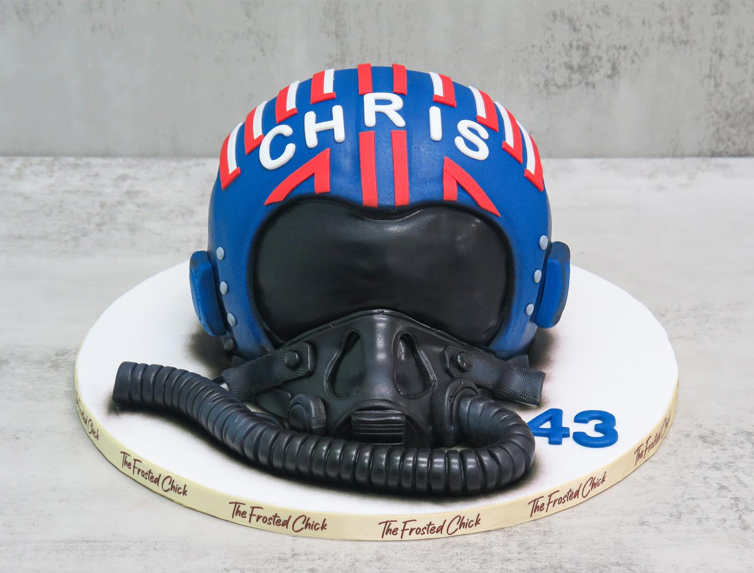 maverick top gun helmet fondant cake